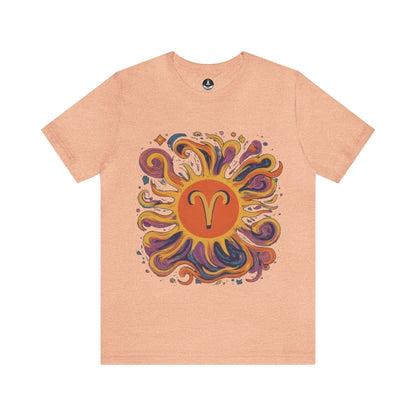 T-Shirt Heather Peach / S Aries Zodiac Blaze Soft T-Shirt: Ignite Your Wardrobe