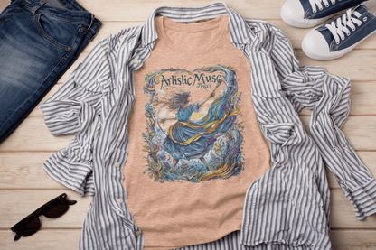 T-Shirt Heather Peach / S Artistic Muse: Pisces Tarot Card T-Shirt