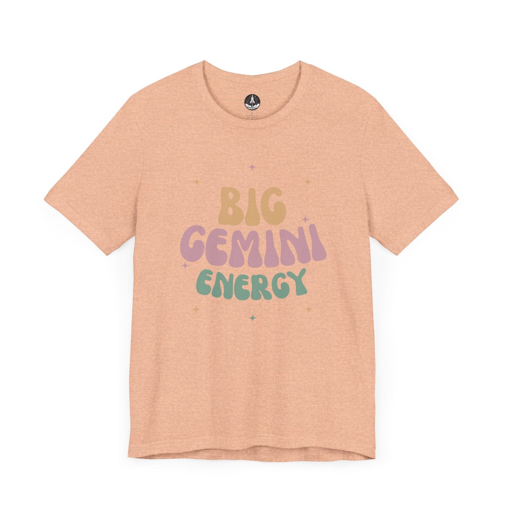 T-Shirt Heather Peach / S Big Gemini Energy T-Shirt: Vibrant Zodiac Apparel for Astrology Lovers