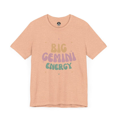 T-Shirt Heather Peach / S Big Gemini Energy T-Shirt: Vibrant Zodiac Apparel for Astrology Lovers
