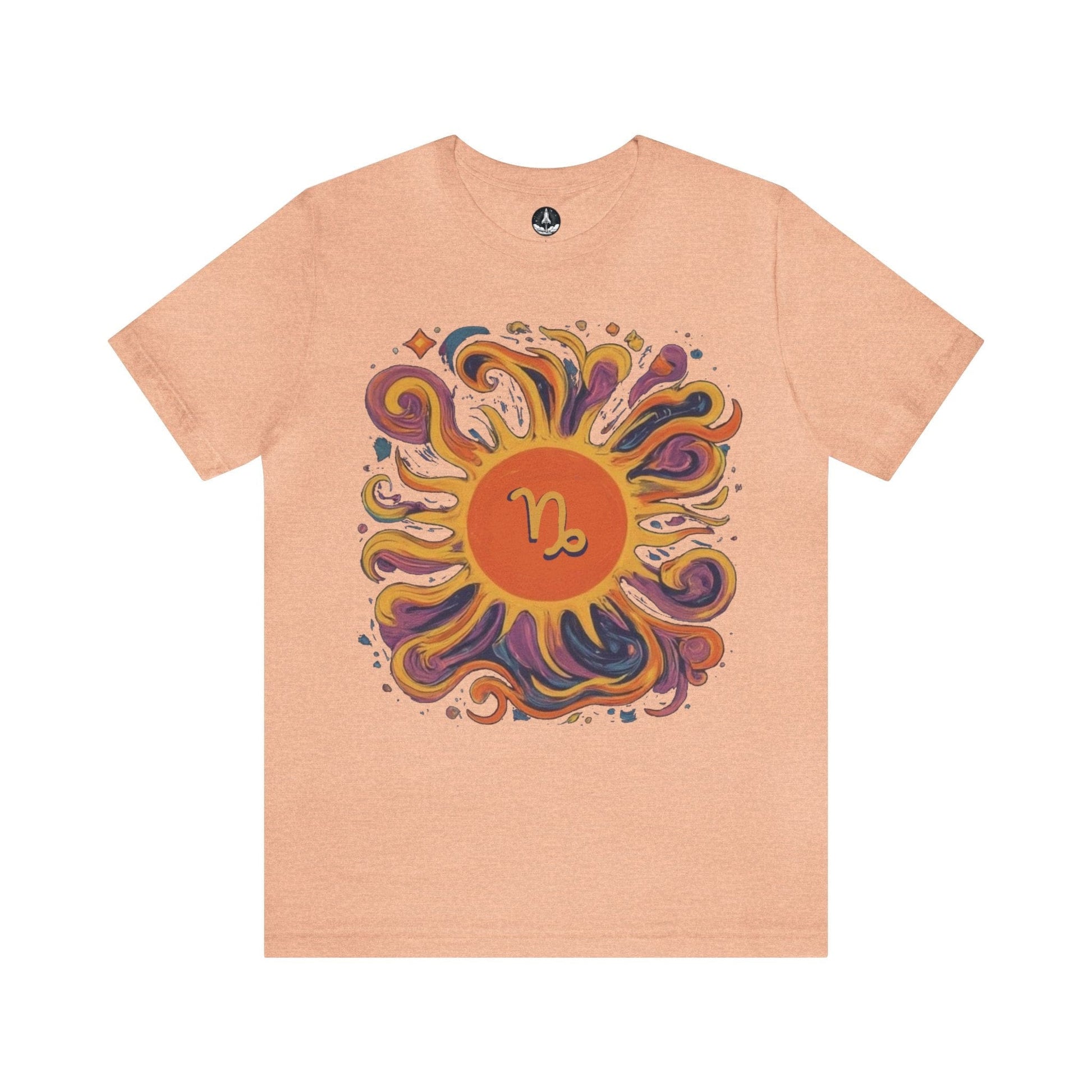 T-Shirt Heather Peach / S Capricorn Solar Swirl Soft T-Shirt: Grounded Radiance