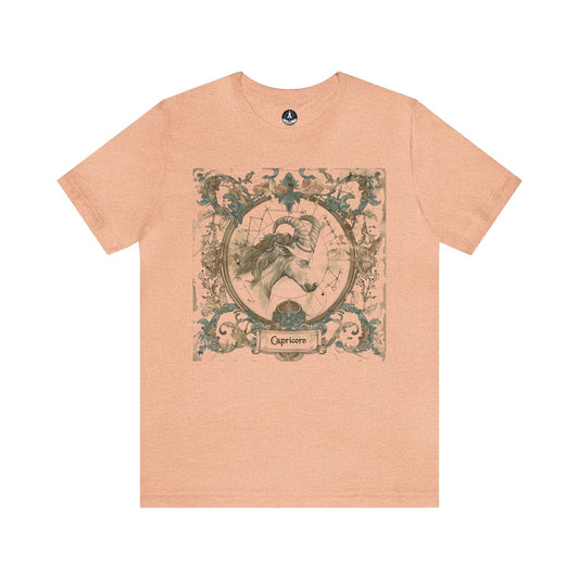 T-Shirt Heather Peach / S Capricorn Vintage Zodiac T-Shirt: Timeless Astrological Elegance