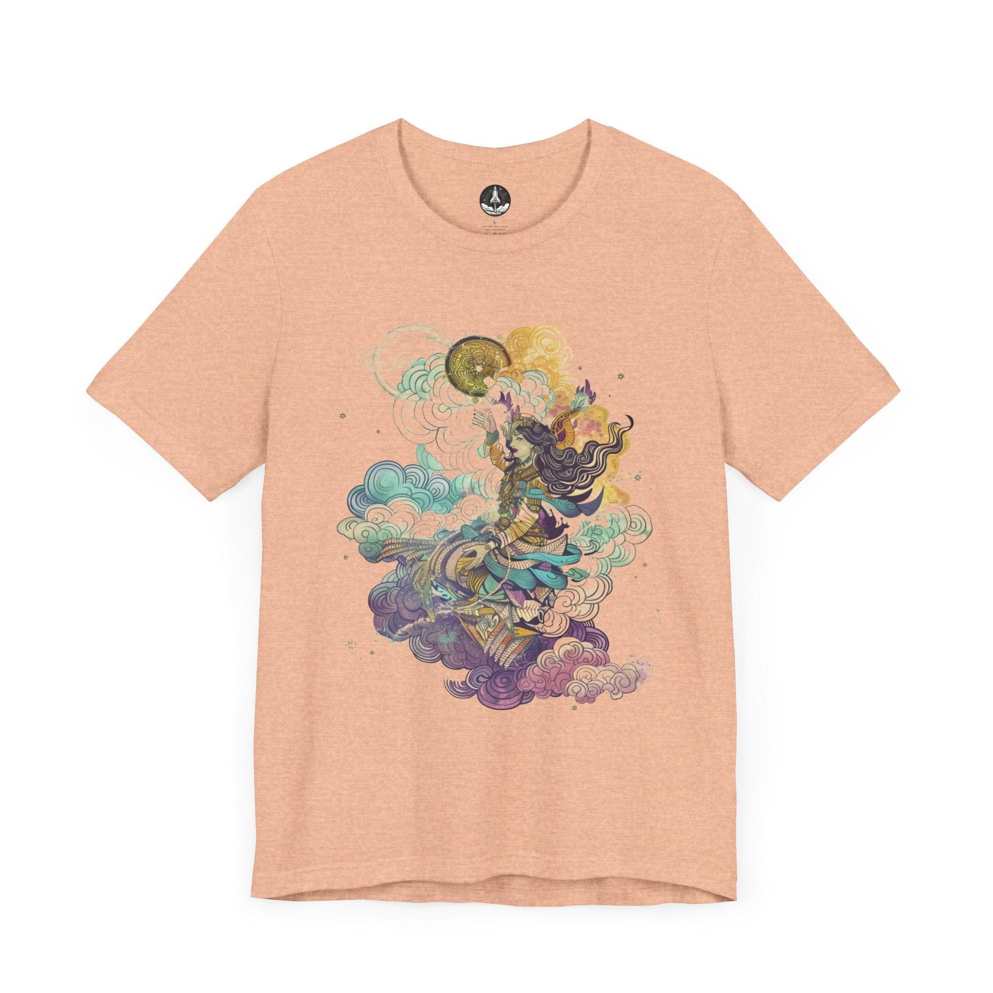 T-Shirt Heather Peach / S Celestial Harmony TShirt: Zodiac Whispers in the Wind