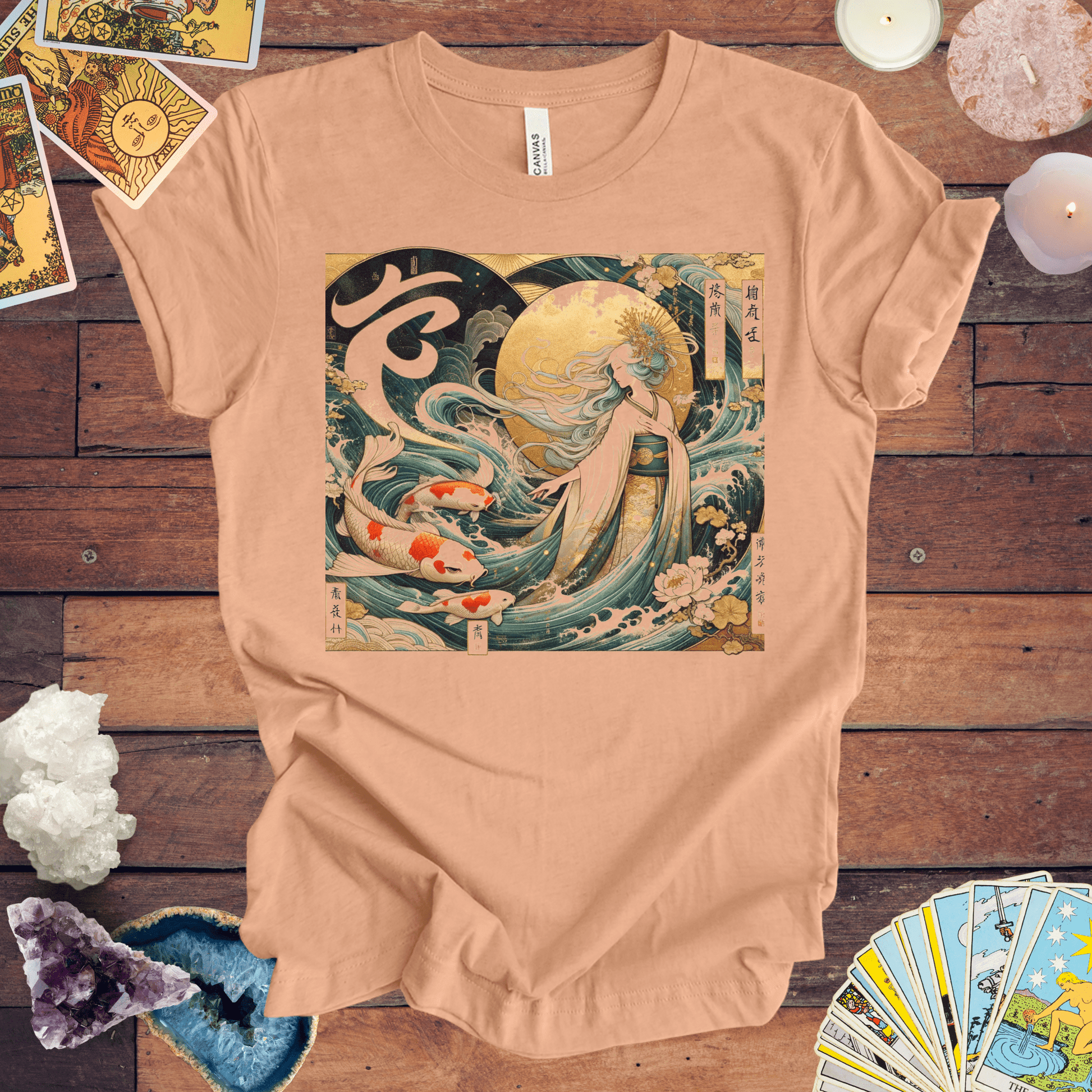 T-Shirt Heather Peach / S Celestial Maiden Koi: Nihonga Virgo T-Shirt