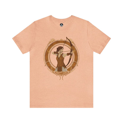 T-Shirt Heather Peach / S Cosmic Archer Sagittarius TShirt: Navigating Life with Zodiac Precision