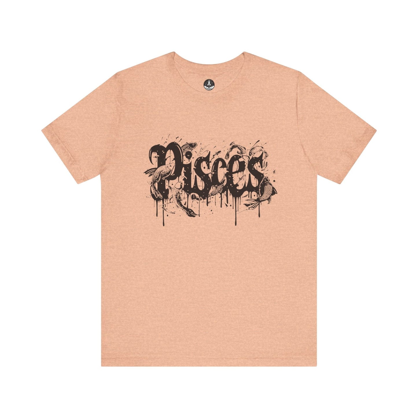 T-Shirt Heather Peach / S Deep Dive Pisces TShirt: Immerse in the Artistic Tide