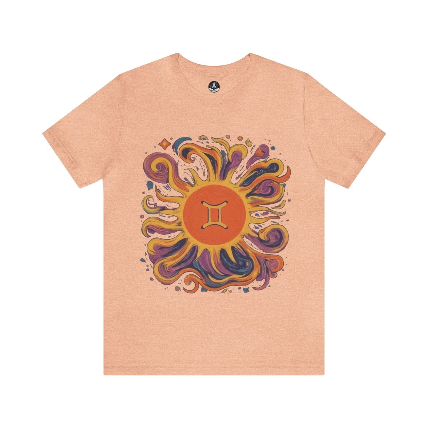 T-Shirt Heather Peach / S Gemini Solar Harmony Soft T-Shirt: Duality in Design