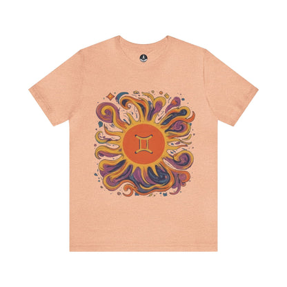 T-Shirt Heather Peach / S Gemini Solar Harmony Soft T-Shirt: Duality in Design