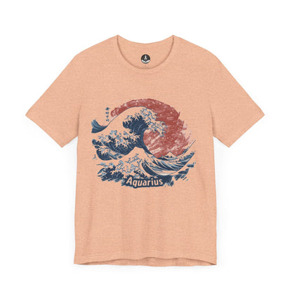 T-Shirt Heather Peach / S Great Wave of Aquarius TShirt: A Japanese Zodiac Fusion