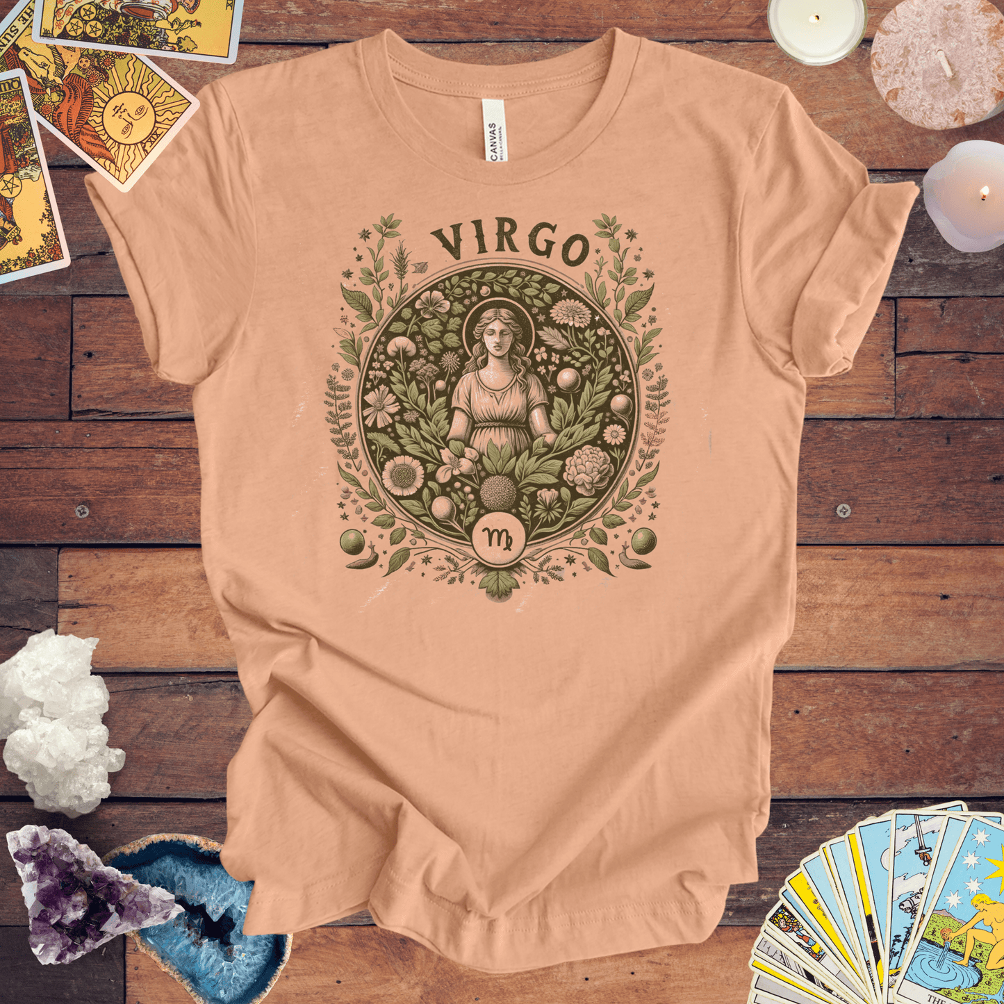 T-Shirt Heather Peach / S Herbalist's Dream: Virgo Tarot Card T-Shirt