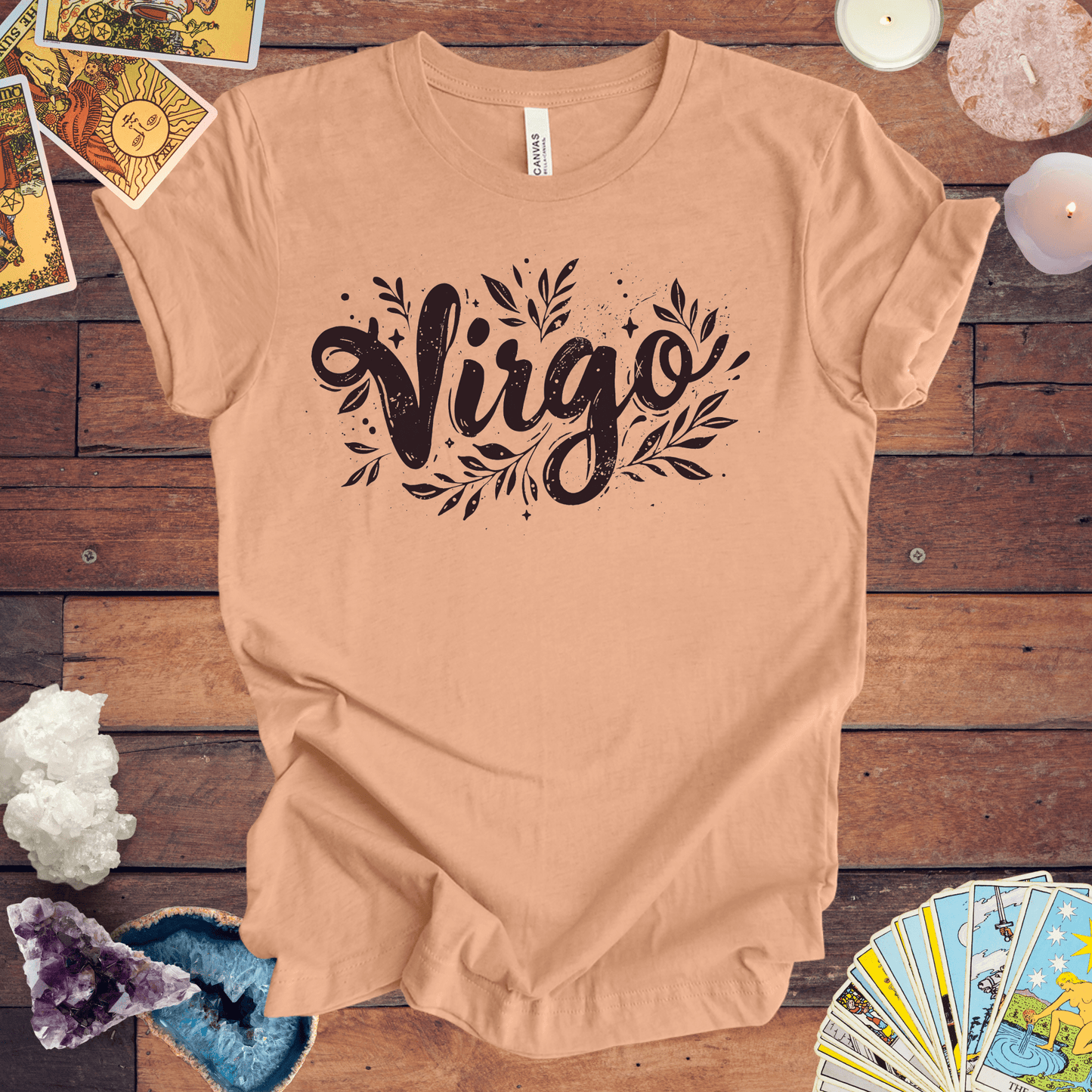 T-Shirt Heather Peach / S Ink Splattered Virtue Virgo TShirt: Artistic Precision