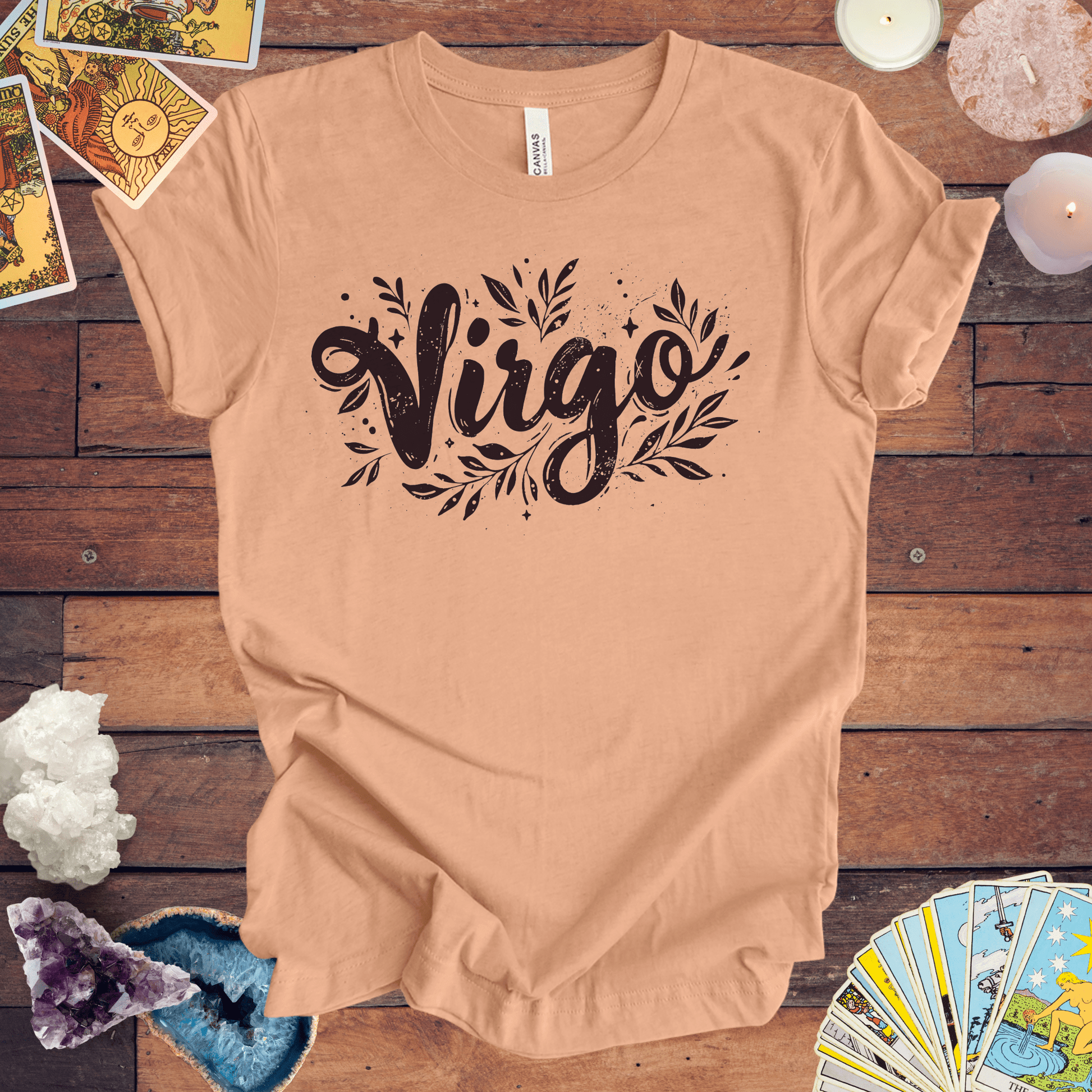 T-Shirt Heather Peach / S Ink Splattered Virtue Virgo TShirt: Artistic Precision