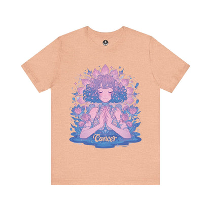 T-Shirt Heather Peach / S Lunar Bloom Cancer TShirt: Serenity in the Stars