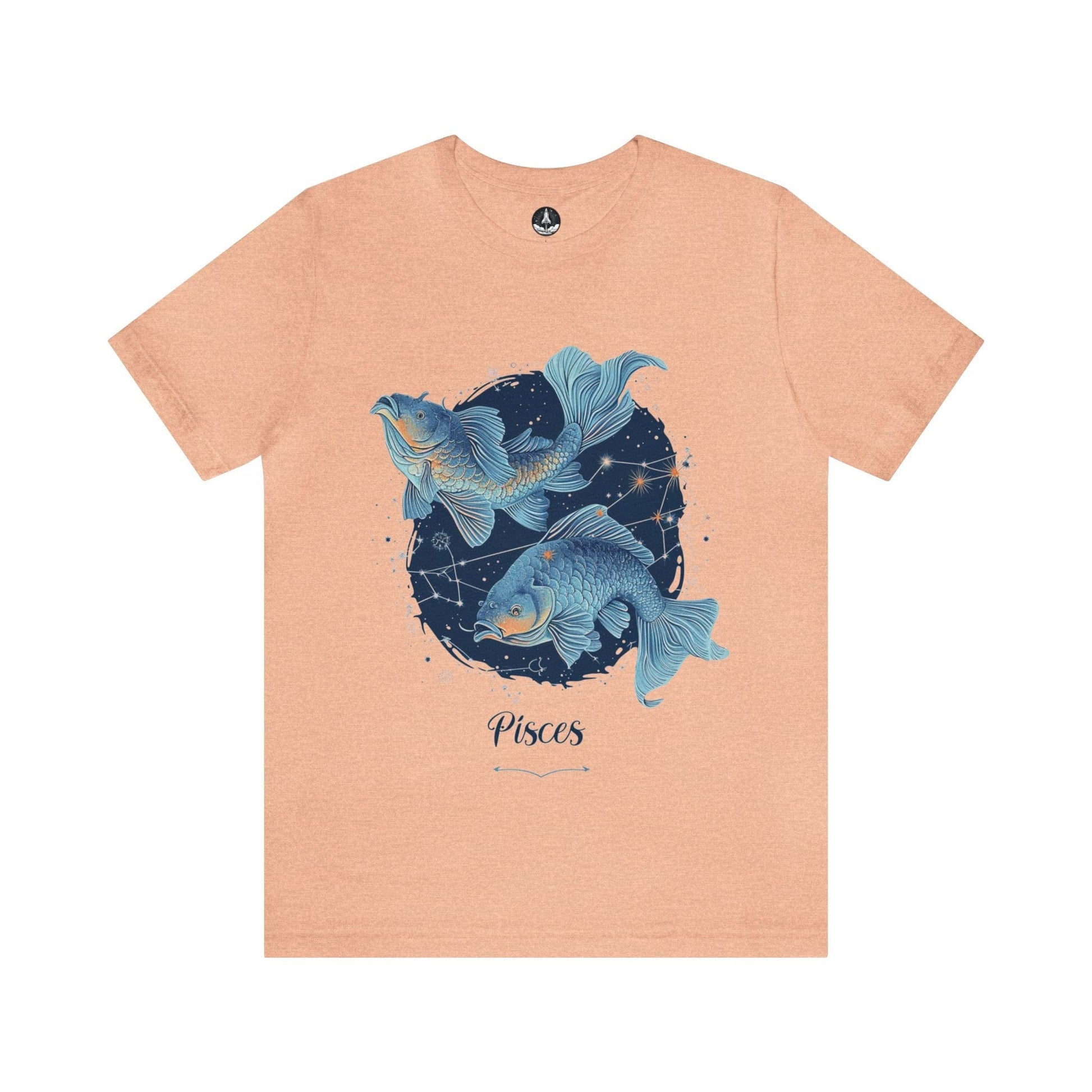T-Shirt Heather Peach / S Mystic Pisces Flow T-Shirt: Ocean-Inspired Design on Premium Fabric