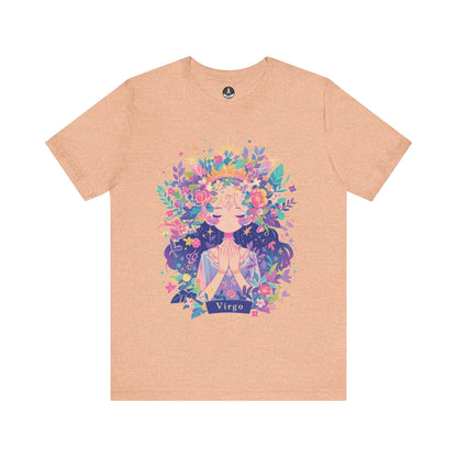 T-Shirt Heather Peach / S Neon Blossom Virgo TShirt: Luminous Purity