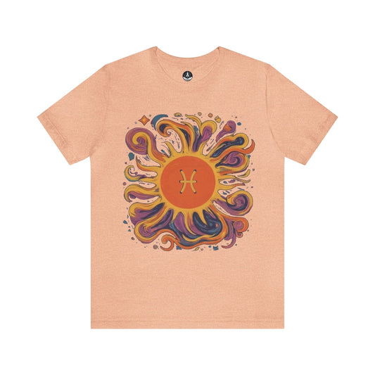 T-Shirt Heather Peach / S Pisces Sun Sign Soft T-Shirt: Flow with the Cosmic Current