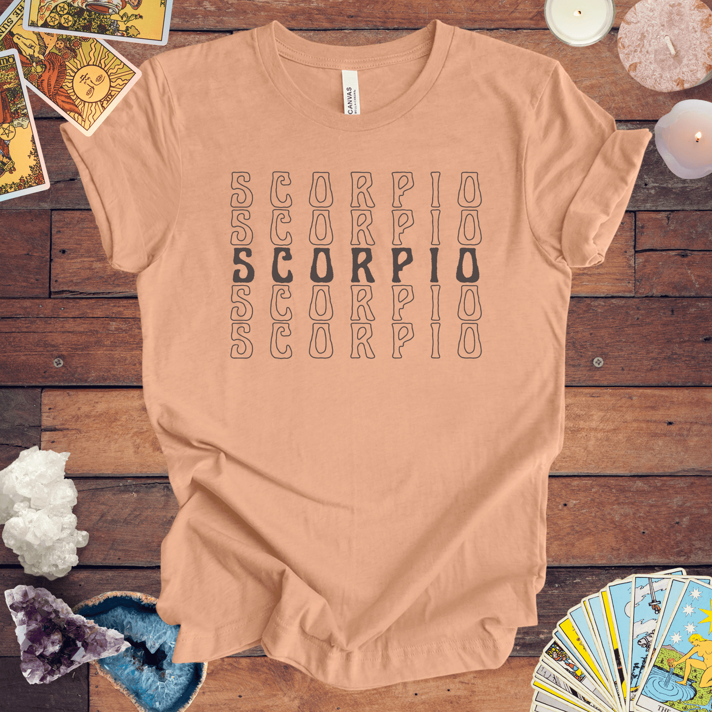 T-Shirt Heather Peach / S Scorpio Repetition - Minimalist Zodiac T-Shirt