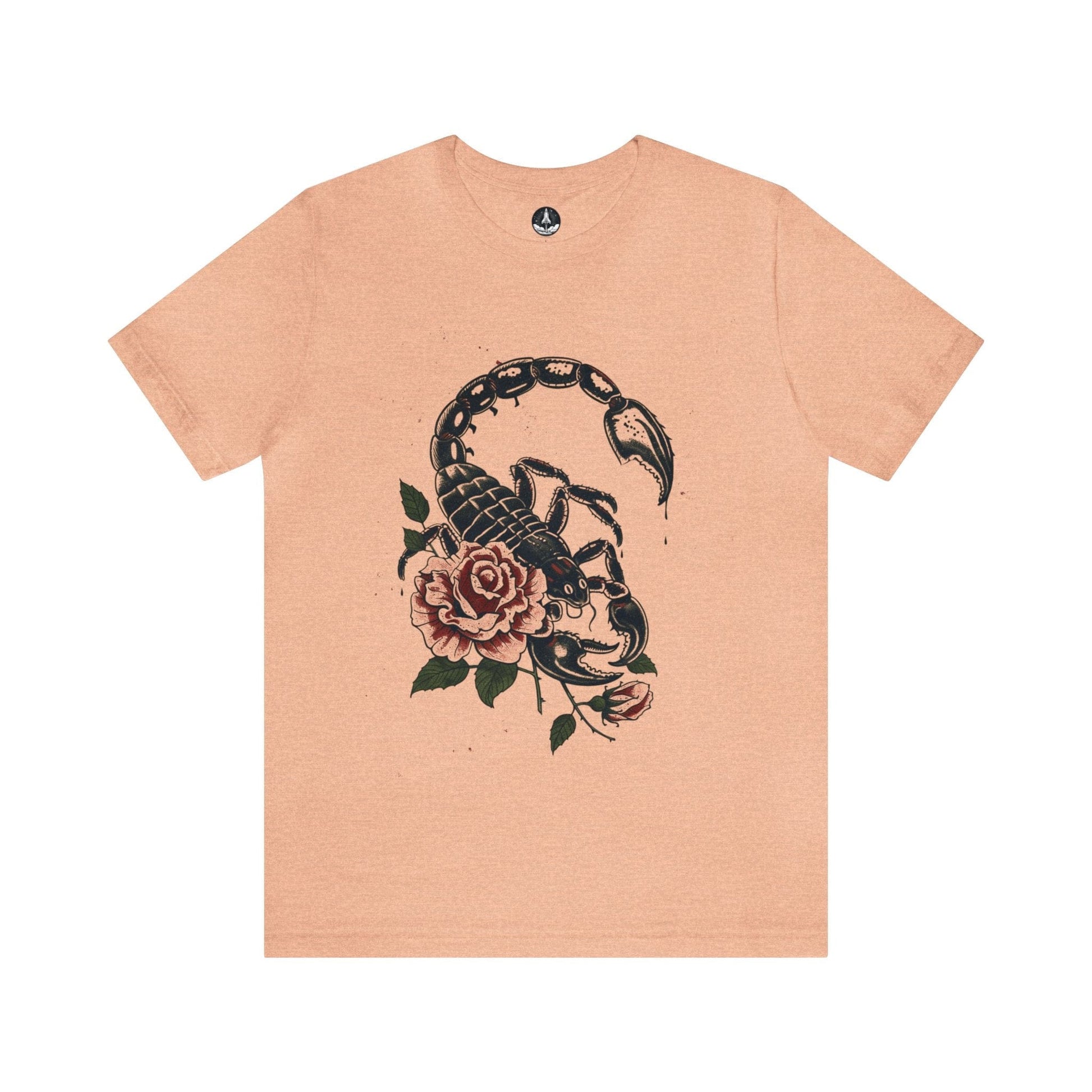 T-Shirt Heather Peach / S Scorpio's Essence TShirt: Mystical Scorpion Art on Soft Cotton