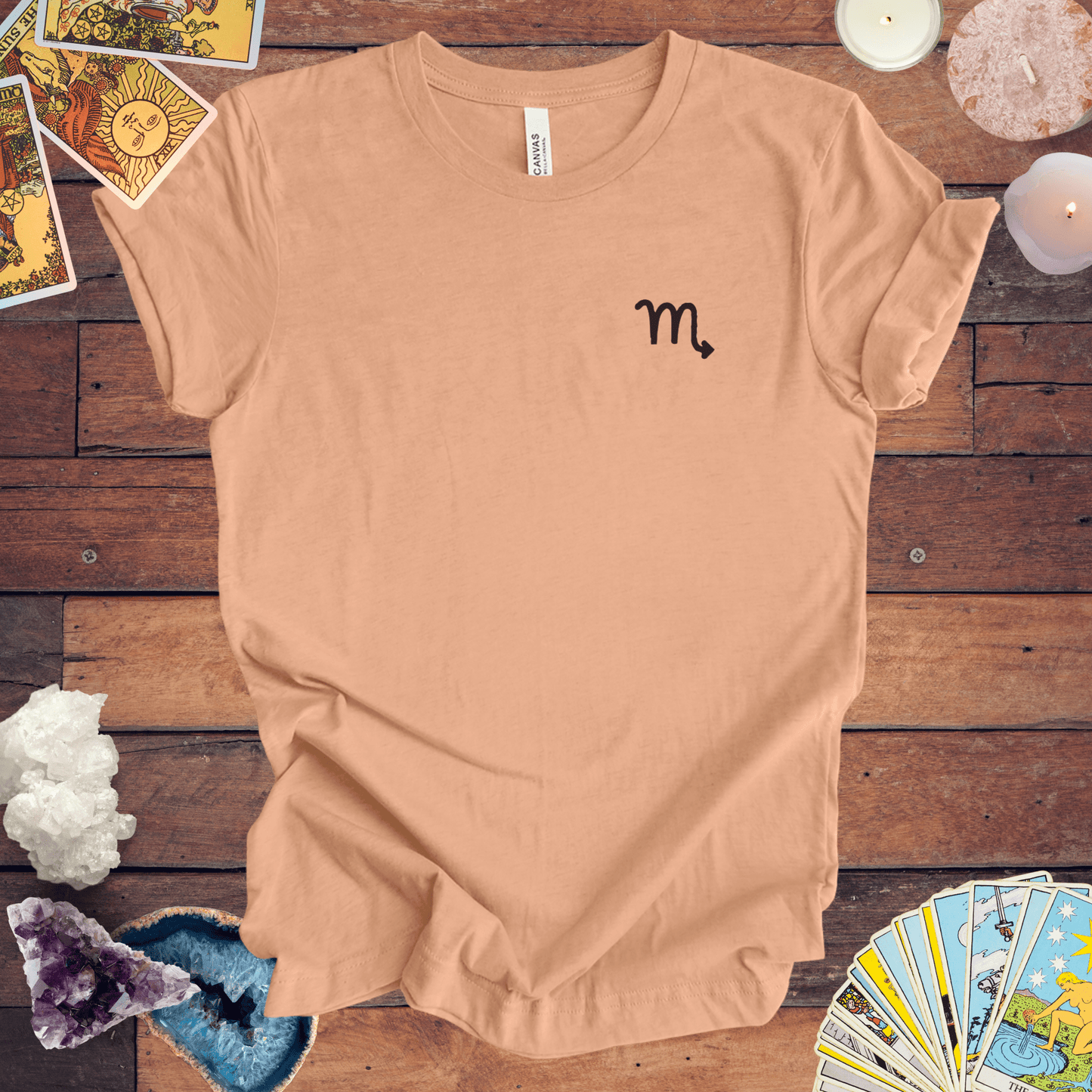 T-Shirt Heather Peach / S Scorpio Zodiac Cipher T-Shirt: Unveil Your Mystery with Elegant Minimalism