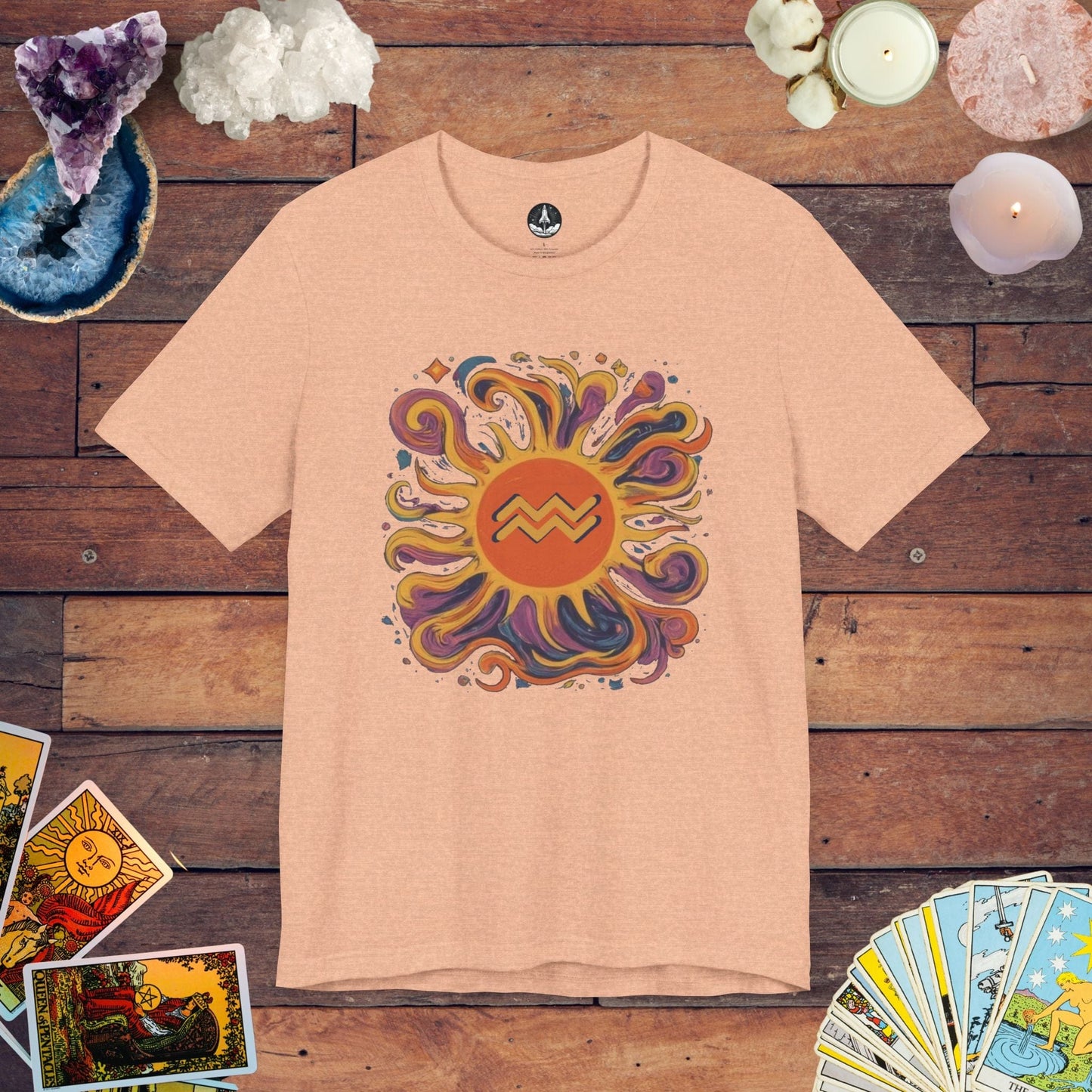 T-Shirt Heather Peach / S Solar Flair Aquarius T-Shirt: Radiate Your Aquarius Essence