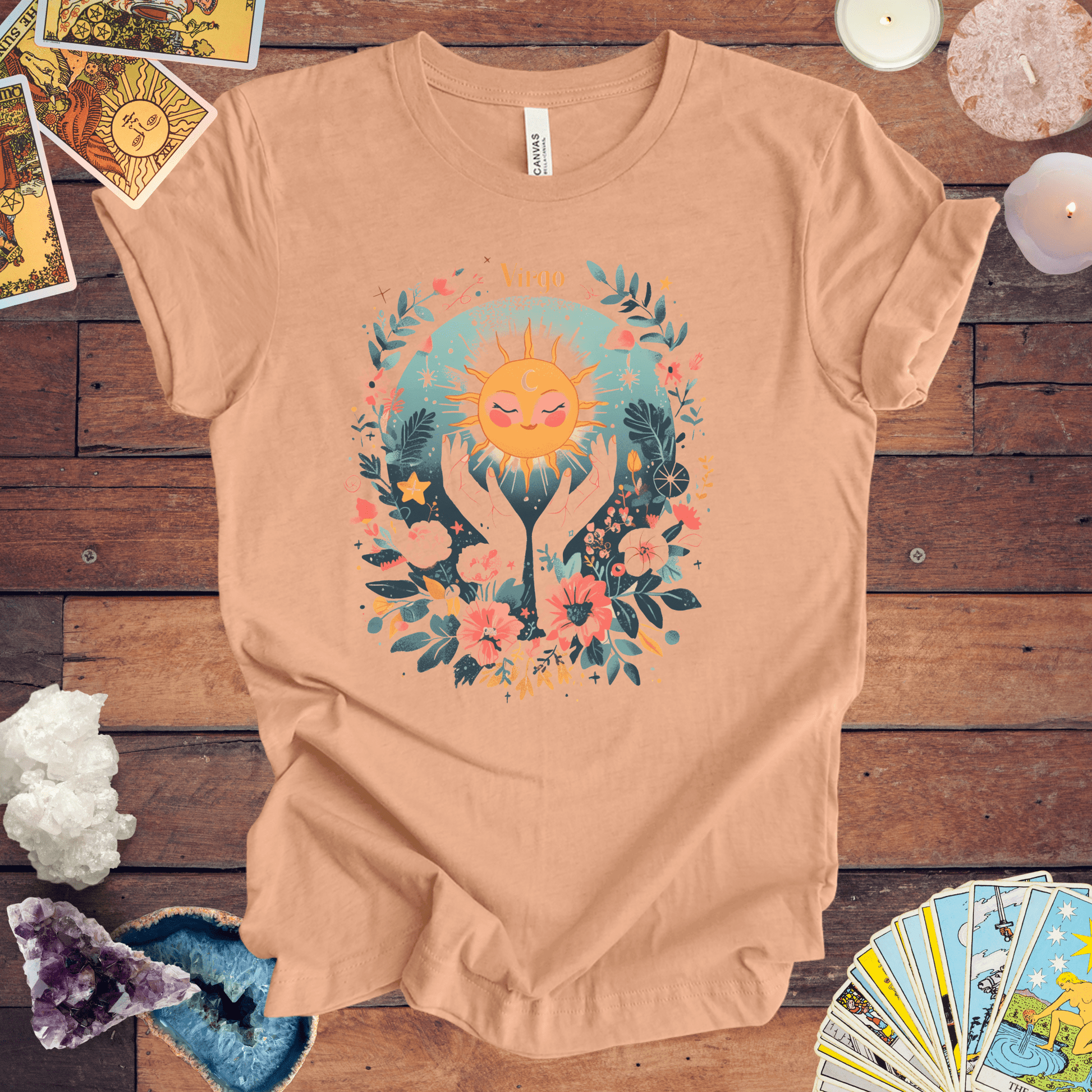 T-Shirt Heather Peach / S Sunlit Maiden Virgo TShirt: Blossoming with Detail