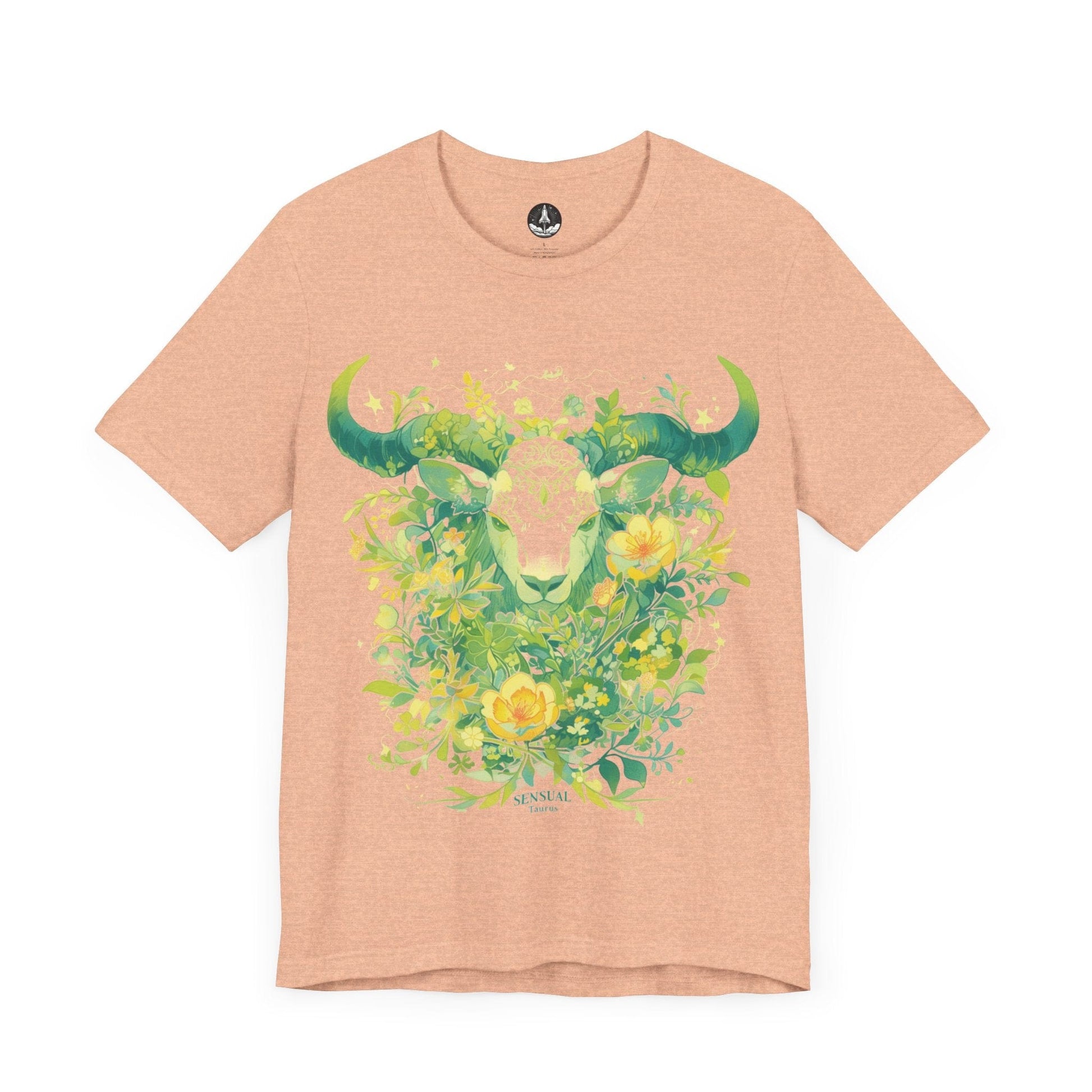 T-Shirt Heather Peach / S Taurus in Bloom: Astrology Garden T-Shirt