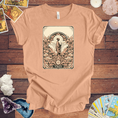 T-Shirt Heather Peach / S The Hermit's Garden: Virgo Tarot Card T-Shirt