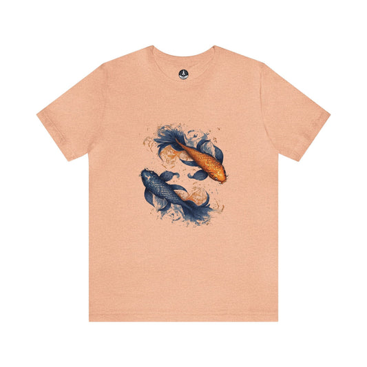 T-Shirt Heather Peach / S Traditional Pisces Koi T-Shirt