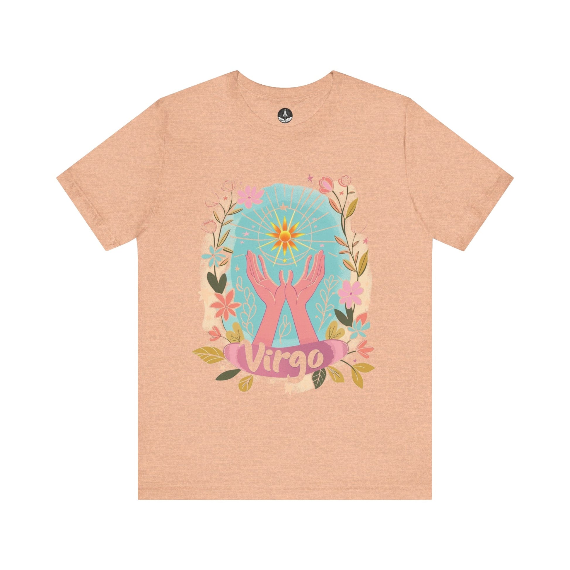 T-Shirt Heather Peach / S Virgo's Bloom TShirt: Nurturing Nature's Beauty