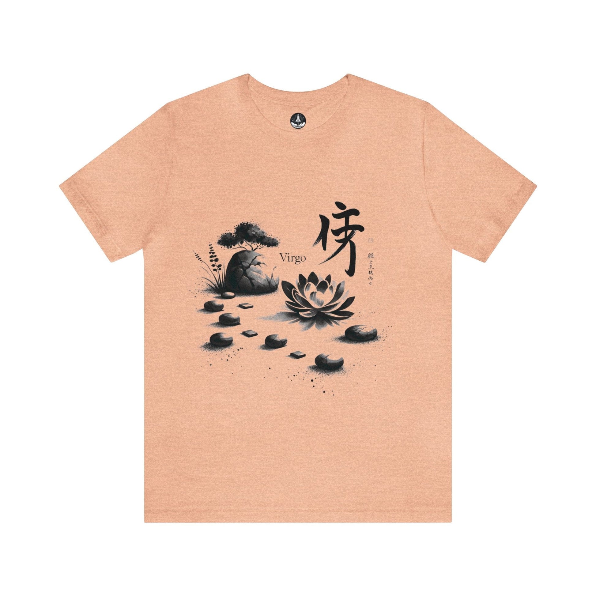 T-Shirt Heather Peach / S Zen Garden Path: Sumi-e Ink Wash Design Virgo T-Shirt