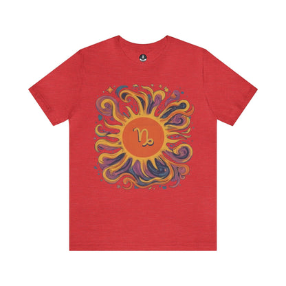 T-Shirt Heather Red / S Capricorn Solar Swirl Soft T-Shirt: Grounded Radiance