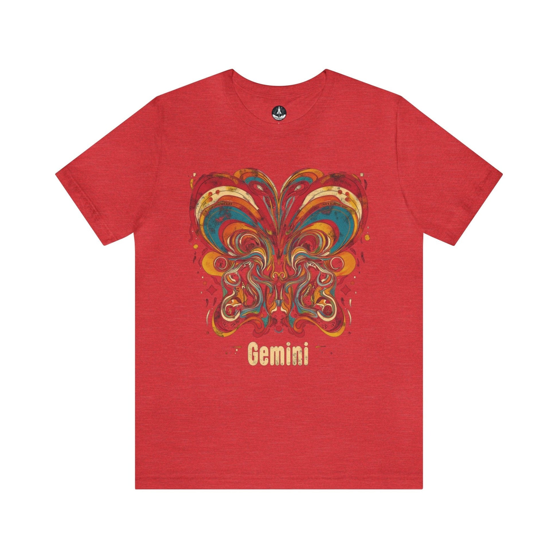 T-Shirt Heather Red / S Gemini Abstract Essence T-Shirt: A Vivid Canvas of Duality