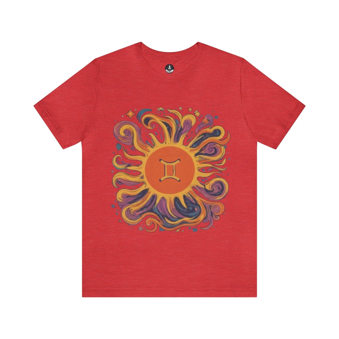T-Shirt Heather Red / S Gemini Solar Harmony Soft T-Shirt: Duality in Design