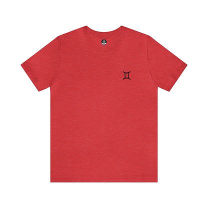 T-Shirt Heather Red / S Gemini Twin Glyph T-Shirt: Dynamic Style for the Social Butterfly