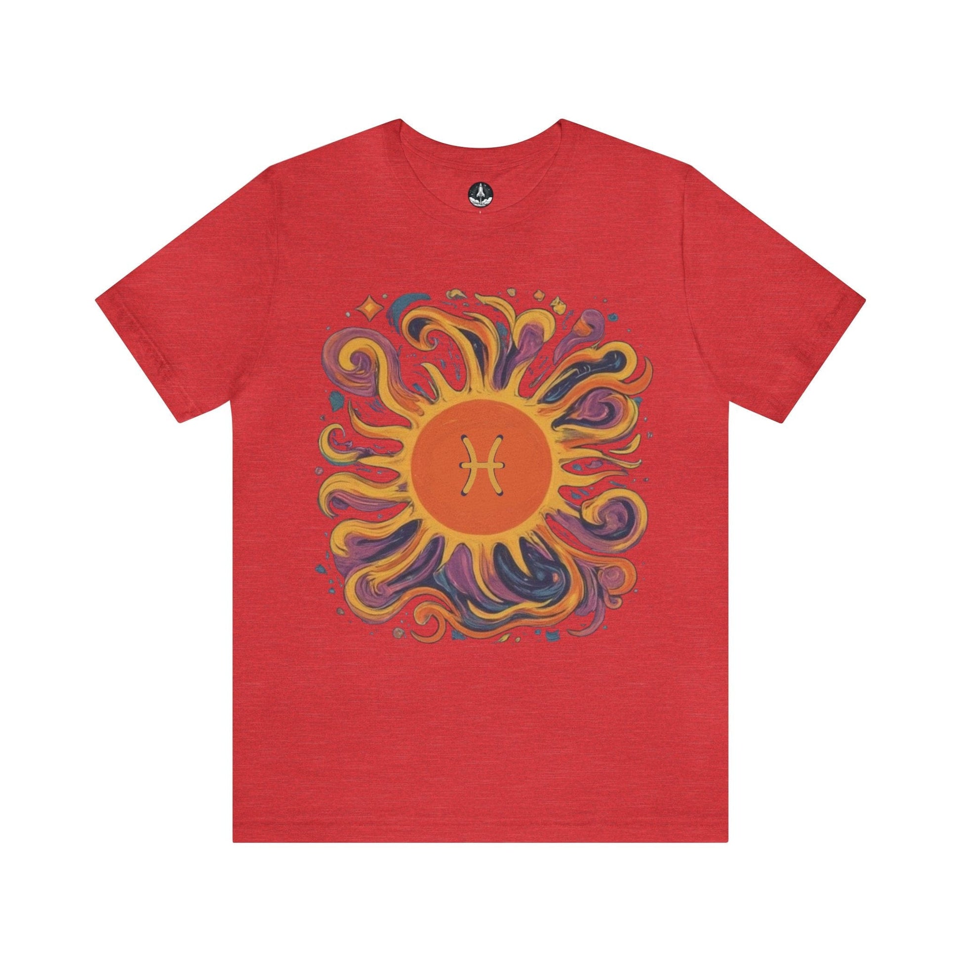 T-Shirt Heather Red / S Pisces Sun Sign Soft T-Shirt: Flow with the Cosmic Current