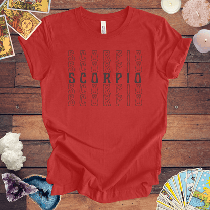 T-Shirt Heather Red / S Scorpio Repetition - Minimalist Zodiac T-Shirt