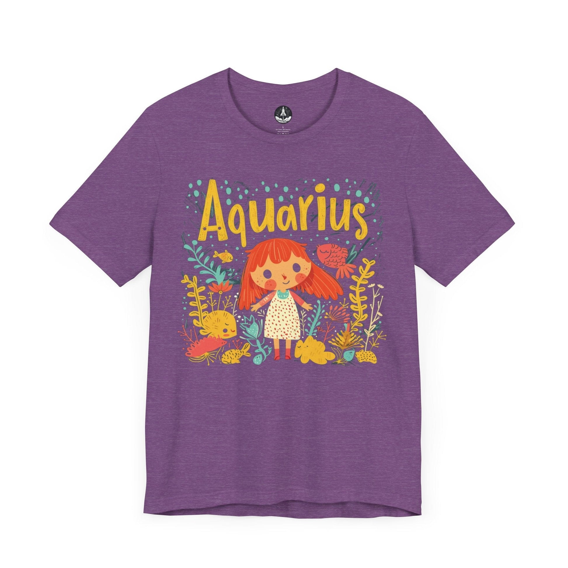 T-Shirt Heather Team Purple / S Aquarius Whimsy T-Shirt: Dive Into Playful Seas of Imagination