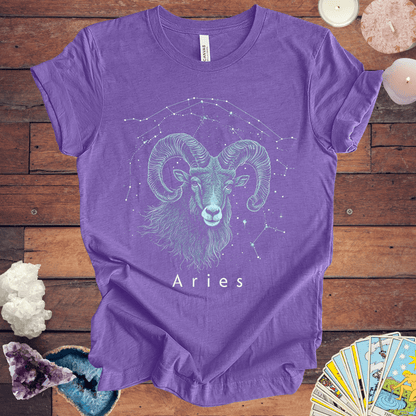 T-Shirt Heather Team Purple / S Aries Ascend T-Shirt: Eco-Friendly Zodiac Comfort | Unisex Astrology Tee