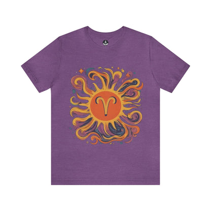 T-Shirt Heather Team Purple / S Aries Zodiac Blaze Soft T-Shirt: Ignite Your Wardrobe