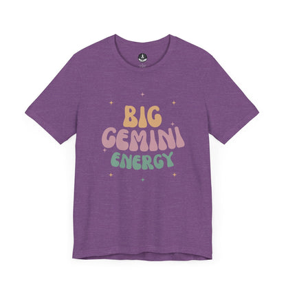 T-Shirt Heather Team Purple / S Big Gemini Energy T-Shirt: Vibrant Zodiac Apparel for Astrology Lovers