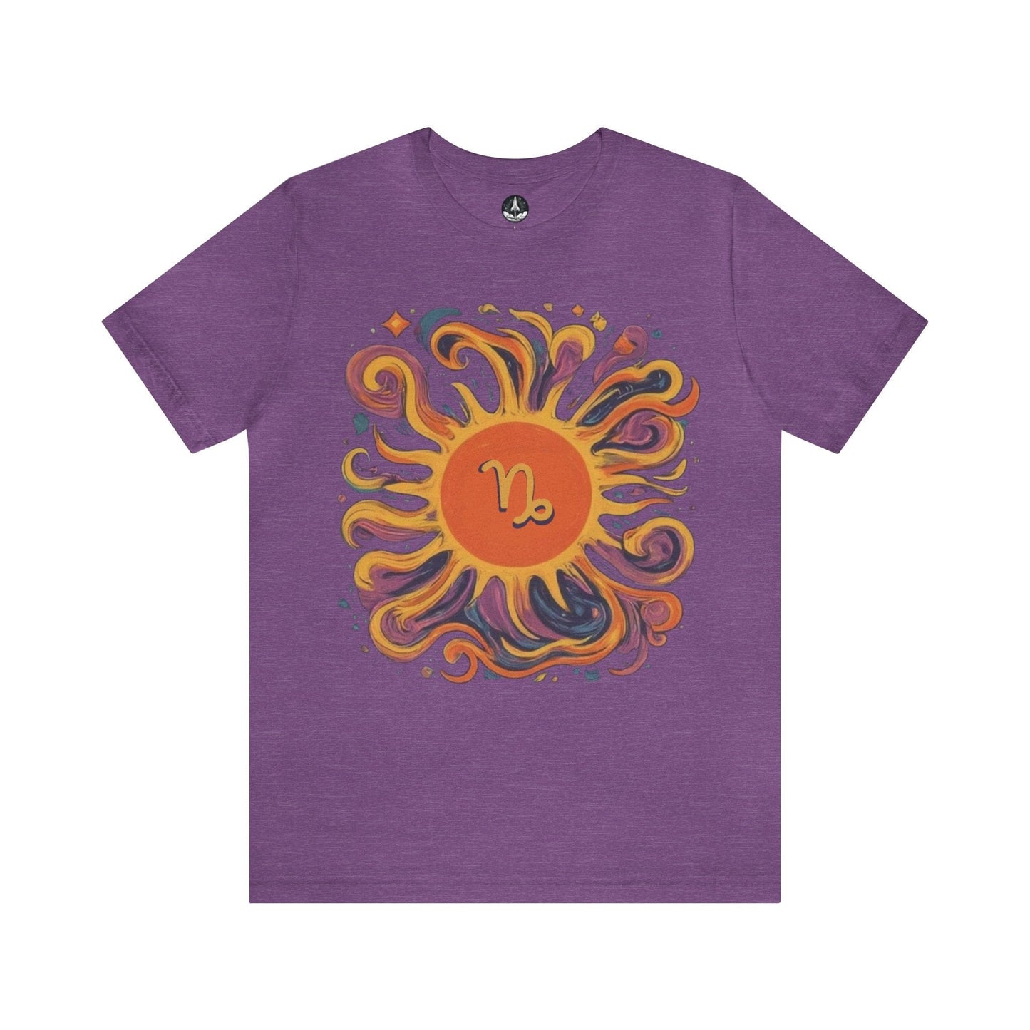 T-Shirt Heather Team Purple / S Capricorn Solar Swirl Soft T-Shirt: Grounded Radiance