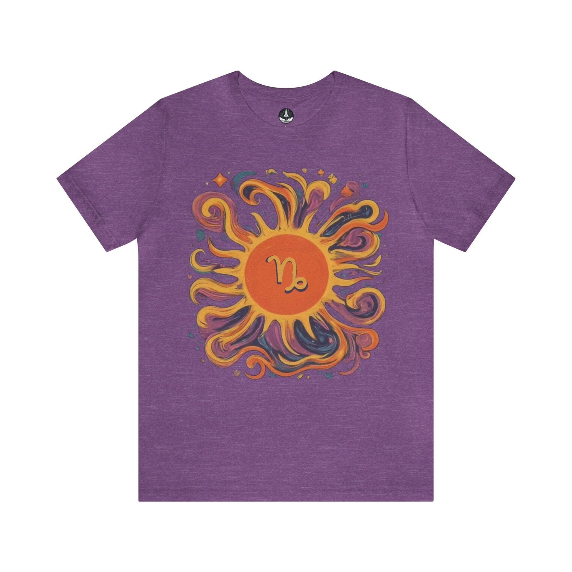 T-Shirt Heather Team Purple / S Capricorn Solar Swirl Soft T-Shirt: Grounded Radiance