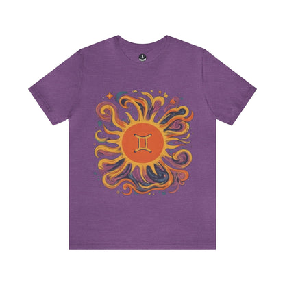 T-Shirt Heather Team Purple / S Gemini Solar Harmony Soft T-Shirt: Duality in Design