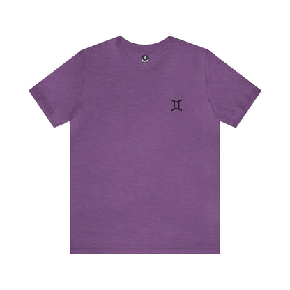 T-Shirt Heather Team Purple / S Gemini Twin Glyph T-Shirt: Dynamic Style for the Social Butterfly