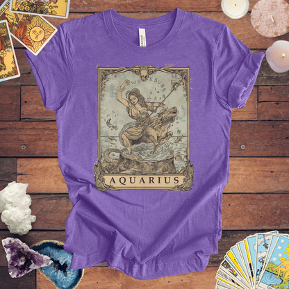 T-Shirt Heather Team Purple / S Navigating Mystical Seas: Aquarius Tarot Card T-Shirt