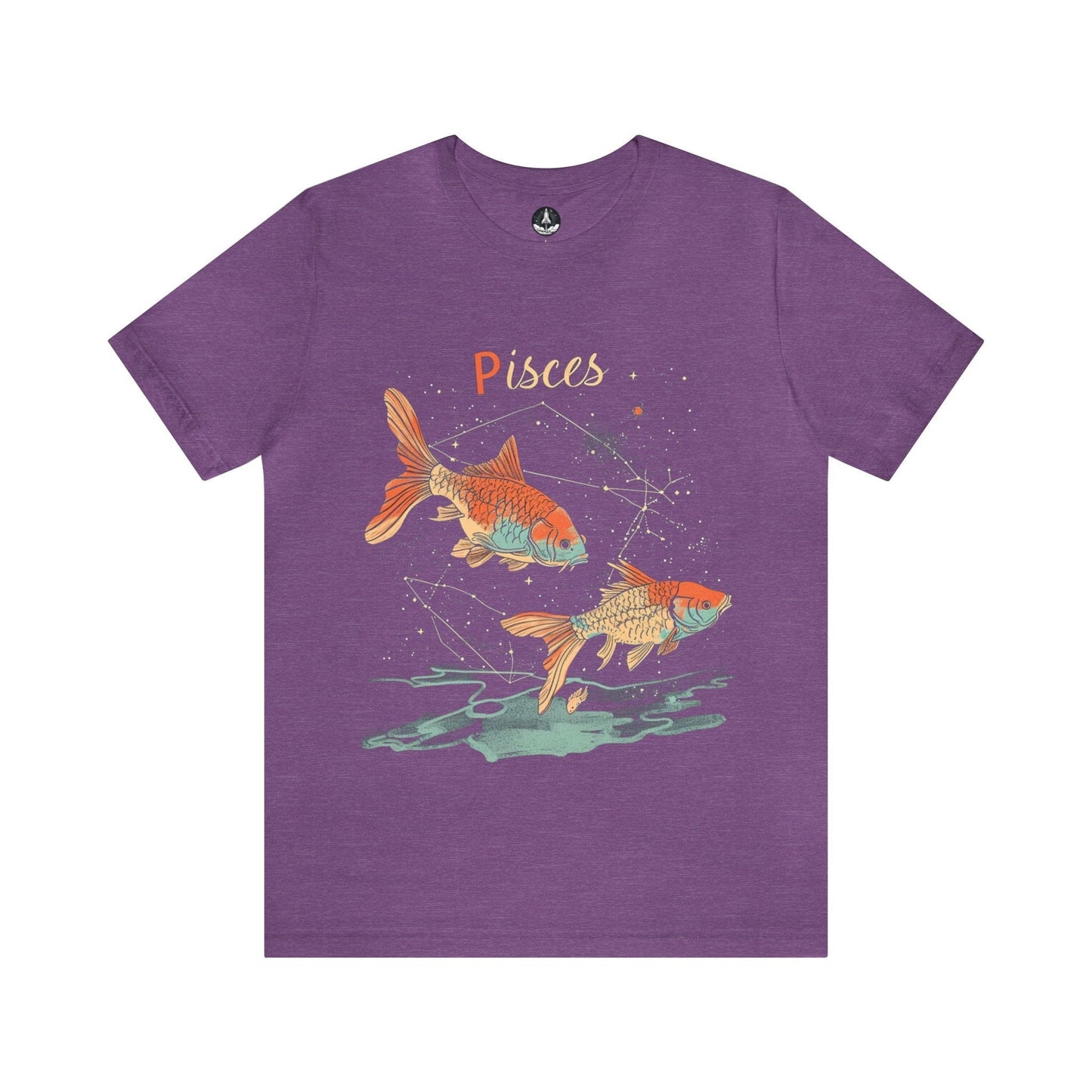 T-Shirt Heather Team Purple / S Pisces Art T-Shirt: Organic Cotton Zodiac Wear