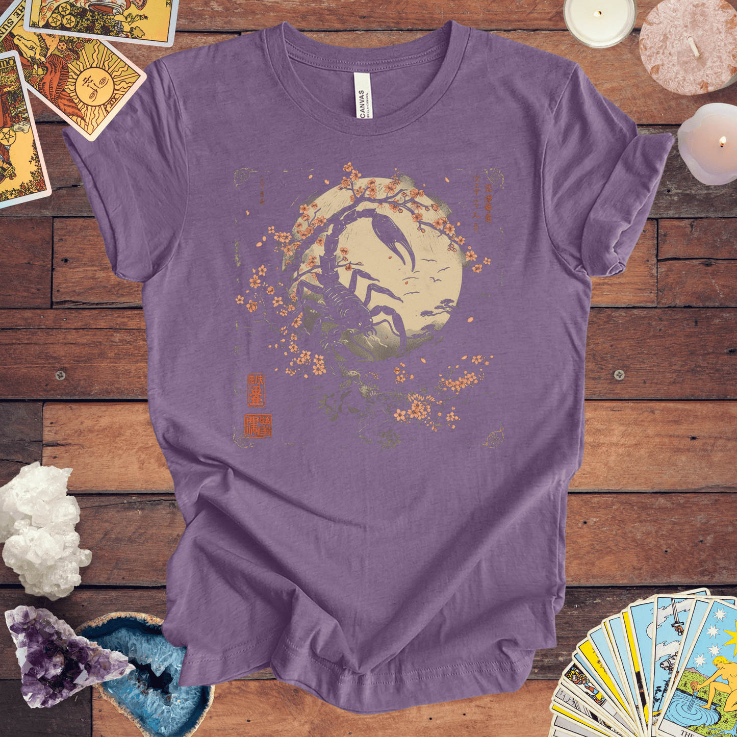 T-Shirt Heather Team Purple / S Scorpio's Night Sky TShirt: Japanese Art in Premium Cotton Blend