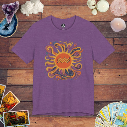 T-Shirt Heather Team Purple / S Solar Flair Aquarius T-Shirt: Radiate Your Aquarius Essence