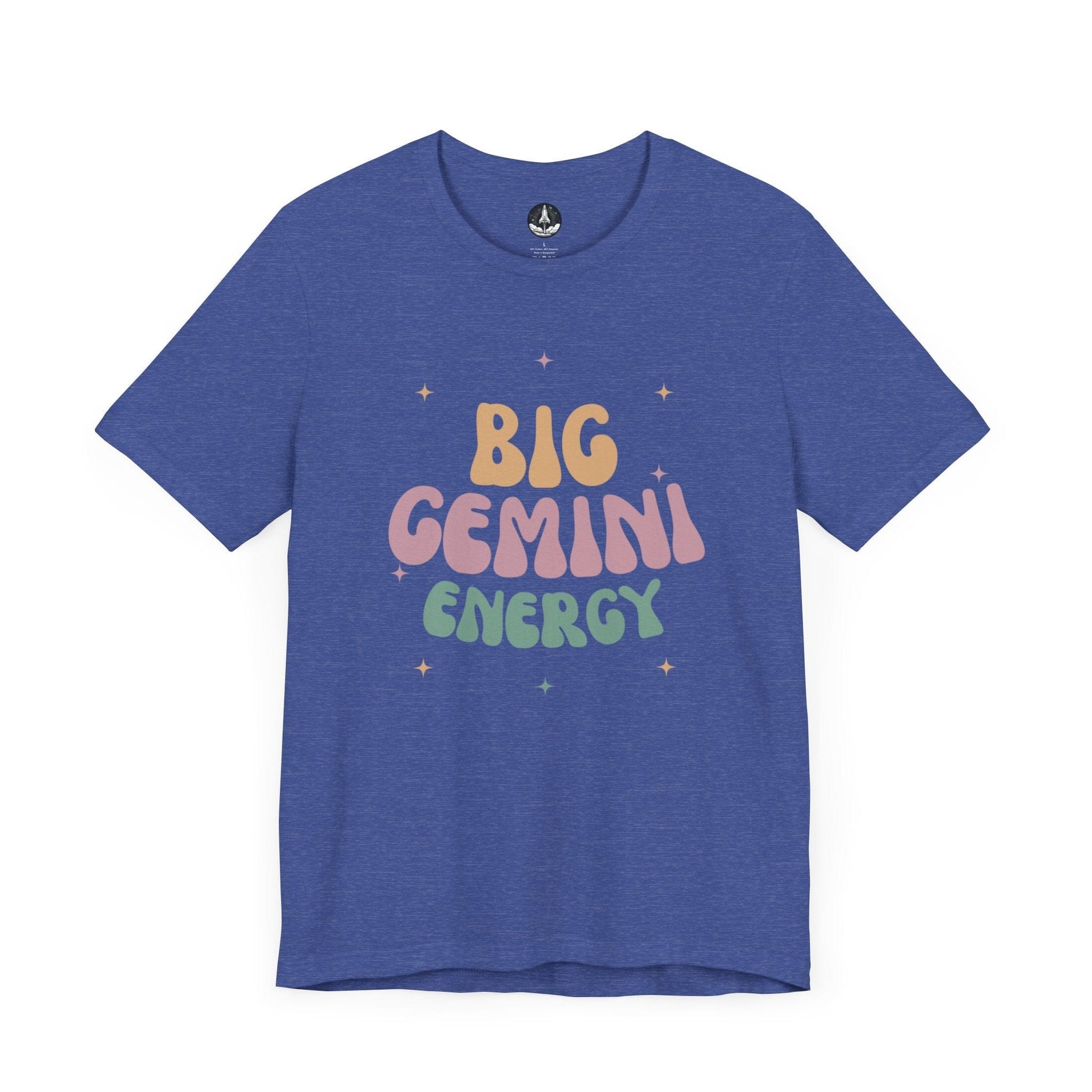 T-Shirt Heather True Royal / S Big Gemini Energy T-Shirt: Vibrant Zodiac Apparel for Astrology Lovers