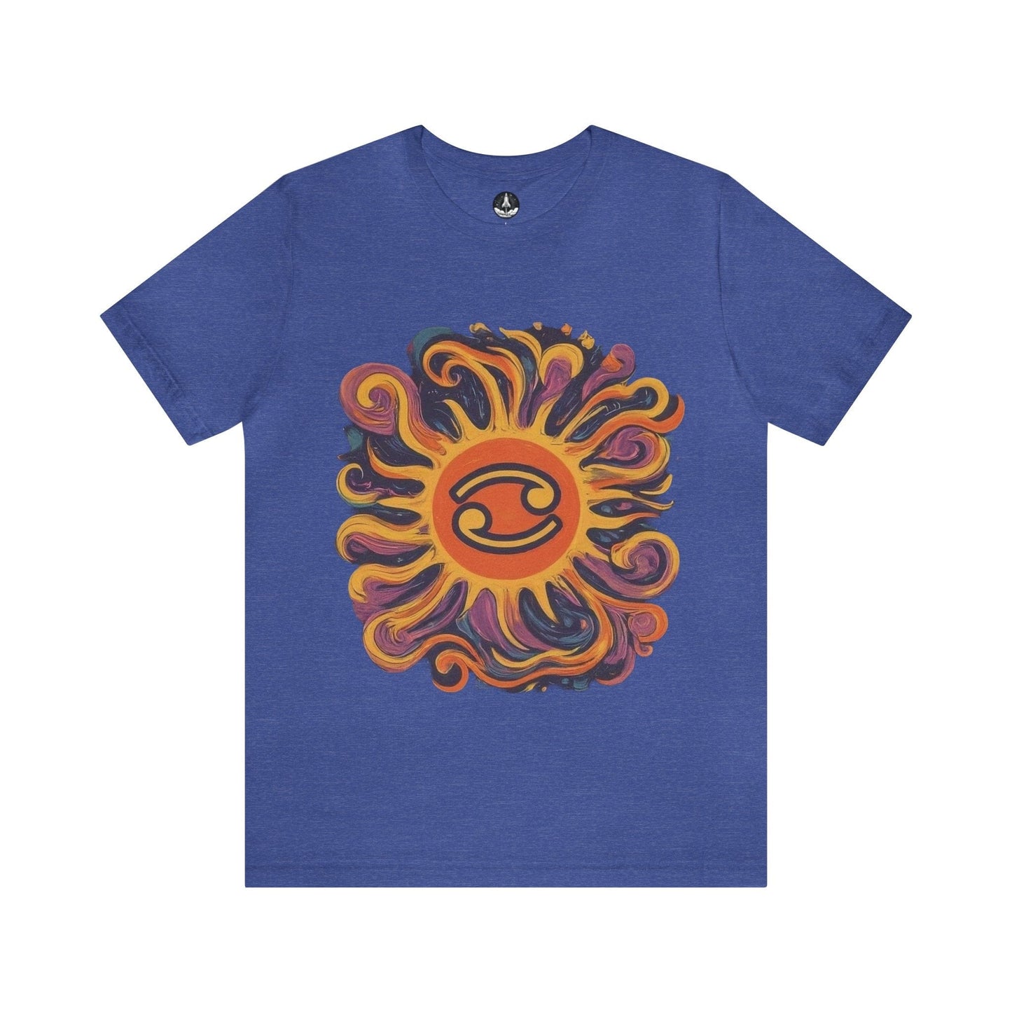 T-Shirt Heather True Royal / S Cancer Cosmic Swirl T-Shirt: Embrace the Celestial Tide